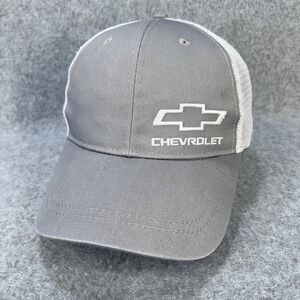Chevrolet Trucker Hat Snapback Gray White Mesh Back Cap